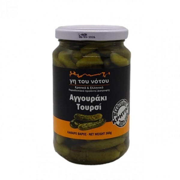 Αγγουράκι τουρσί "γη του νότου" 360γρ.